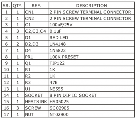 PARTS LIST