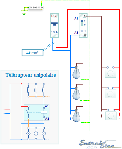 Montage, câblage, branchement d'un télérupteur et boutons poussoirs :  Comment brancher un télérupteur ?