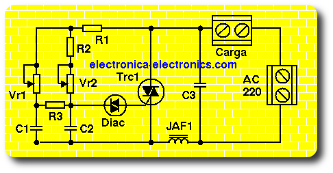 Schemas et montages electroniques.: Schema de Variateur de lumiÃ¨re a Triac  1000W max