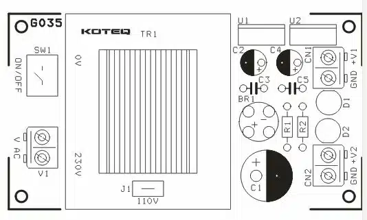 PCB alimentation réglable 5 et 12v