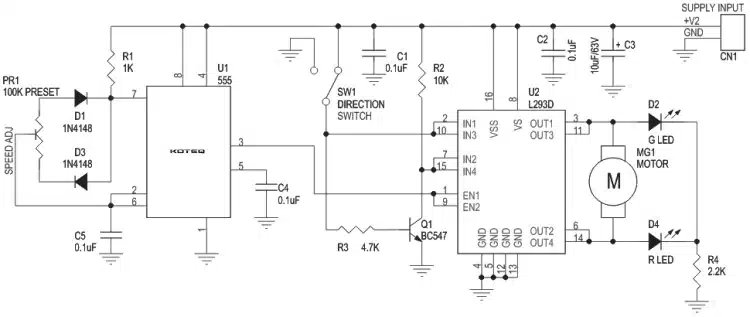 schéma contrôle de vitesse et de direction moteur