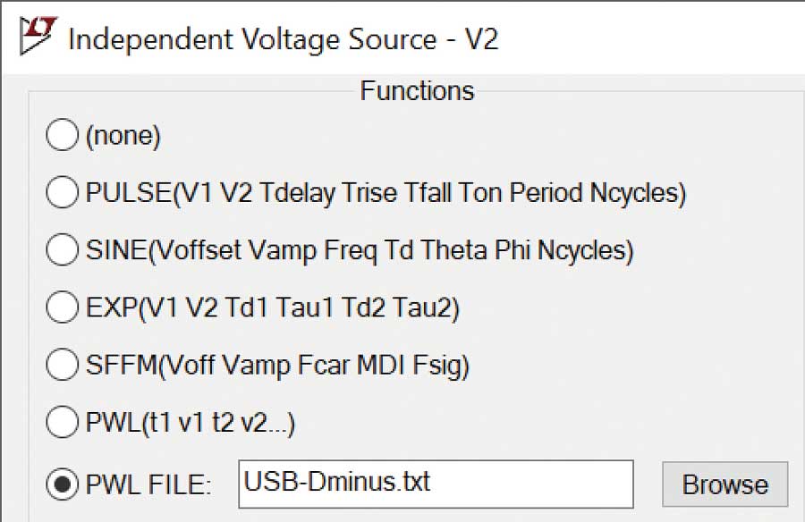 Figure?9. Option PWL pour la source de tension.