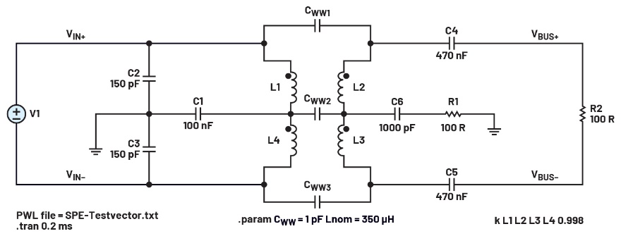 Figure?28. Terminaison côté transformateur avec vecteur de test PWL PAM3 