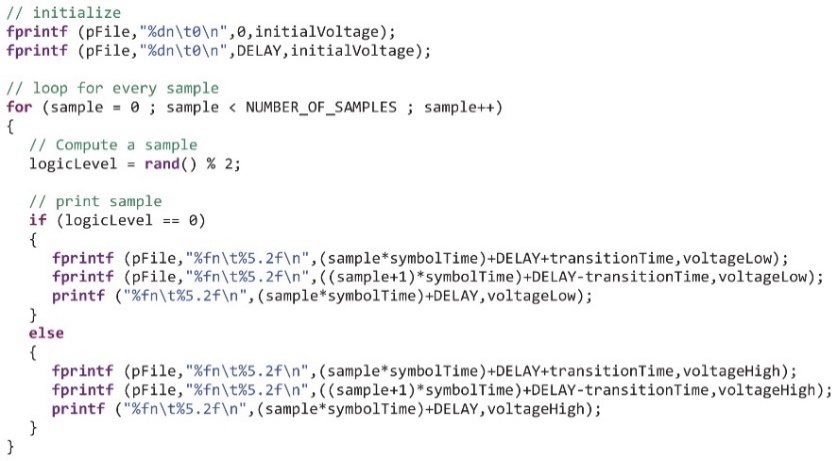 Figure?3. Extrait du code utilisé pour générer un vecteur de test.